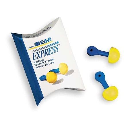 3M 321-2100 E-A-R EXPRESS Pod Plugs Reusable Foam Ear Plugs, Pod Shape, 25 dB,