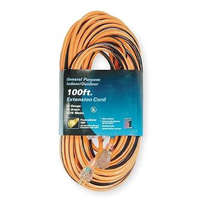 ZORO SELECT 1FD56 SJTW Outdoor Extension Cord, 14 AWG 1 Outlet, 5-15R,