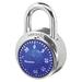 MASTER LOCK 1506D Combination Padlock,Center,Blue/Silver