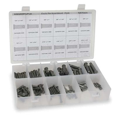 ITW BEE LEITZKE WWG-DISP-CLP120PL Clevis Pin Asst,Std,LCS,120 Pcs,12 Sizes