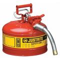 JUSTRITE 7225130 2-1/2 gal. Red Steel Type II Safety Can for Flammables