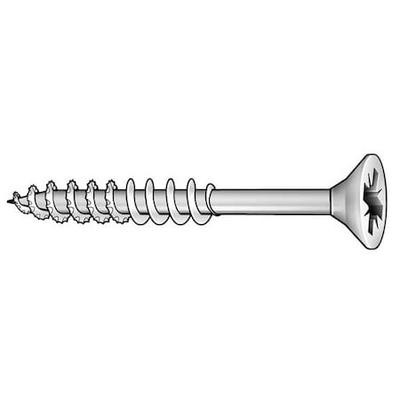 ZORO SELECT DKPBI0-60162G-100BX Deck Screw, No. 6 x 1-5/8 in, Steel, Flat Head,