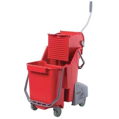 UNGER COMBR 8 gal CLEANERx Dual Bucket Side Press Mop Bucket and Wringer, Red,