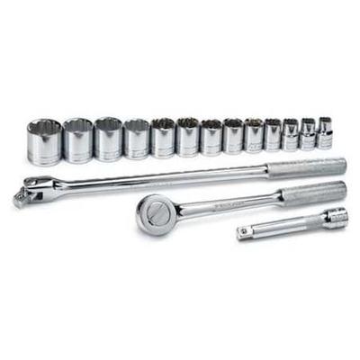 SK PROFESSIONAL TOOLS 4116 1/2" Drive Socket Set SAE 16 Pieces 7/16 in to 1 1/4