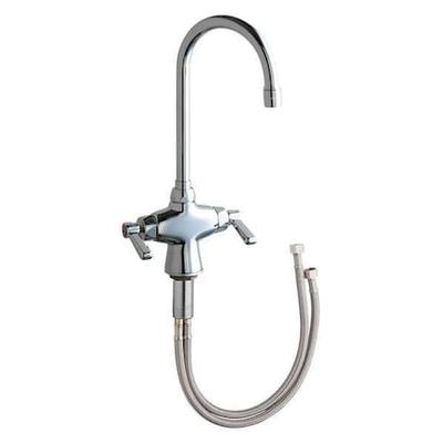 CHICAGO FAUCET 50-XKABCP Gooseneck Kitchen Faucet, Manual, Single Hole Mount, 1