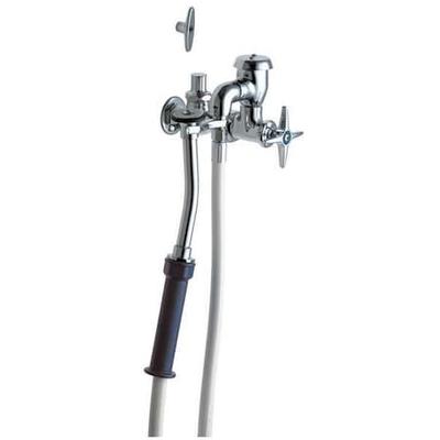 CHICAGO FAUCET 809-CP Wall-Mounted Bedpan Washer, Cross Handle, Inlet Size