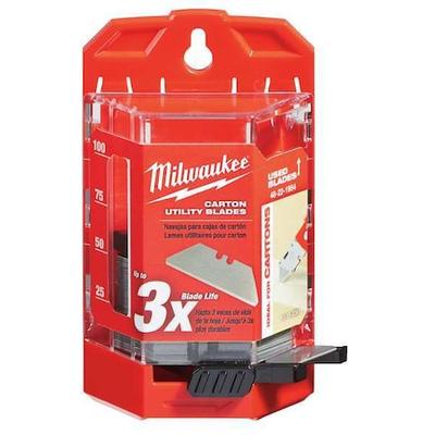 MILWAUKEE TOOL 48-22-1954 Carton Utility Knife Blades w/ Dispenser, PK50