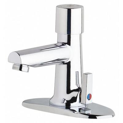 CHICAGO FAUCET 3502-4E2805ABCP Metering, 4" Mount, Commercial 3 Hole Straight