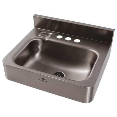 DURA-WARE 1950-1-09-GT-H34 Silver Bathroom Sink, Stainless Steel, Wall Mount