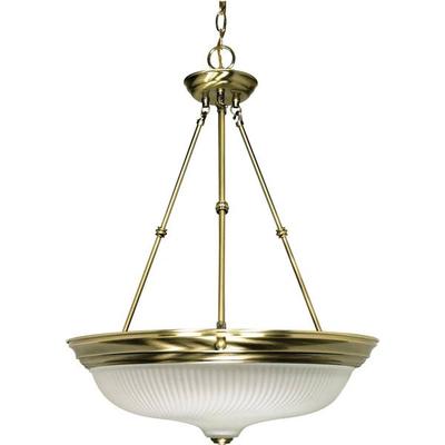 Nuvo Lighting 60244 - 3 Light Antique Brass Frosted Swirl Glass Shade Pendant Light Fixture (60-244)