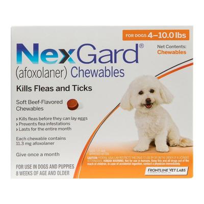 Nexgard For Small Dogs 4-10lbs (Orange) 11mg 3 Che...