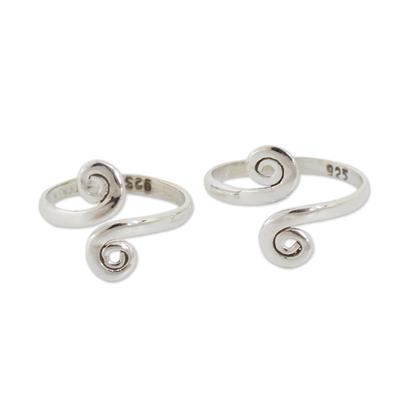 Sterling silver toe rings, 'Luminosity' (pair)