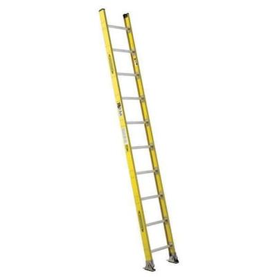 WERNER 7110-1 10 ft. Overall H, Straight Ladder, Fiberglass, 10 Steps, 375 lb