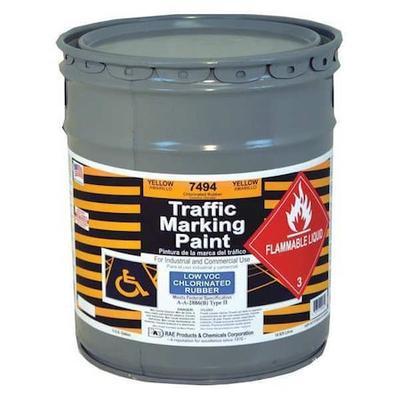 RAE 7494-05 Traffic Zone Marking Paint, 5 Gal., Yellow, Chlorinated Solvent
