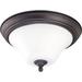 Nuvo Lighting 61846 - 2 Light 15" Round Dark Chocolate Bronze White Satin Glass Shade Ceiling Light Fixture (60-1846)