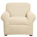Sure Fit Stretch Pinstripe Box Cushion Armchair Slipcover Polyester in White | 43 W in | Wayfair 047293390722