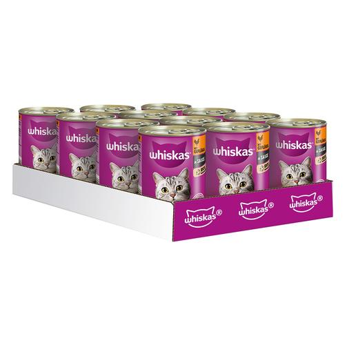 12 x 400 g Whiskas 1+ Dosen - Geflügel in Sauce Katzenfutter Nass