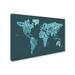 Trademark Fine Art "Text Map of the World II" by Michael Tompsett Graphic Art on Wrapped Canvas Canvas | 12 H x 19 W x 2 D in | Wayfair