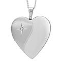 Alexander Castle 925 Sterling Silver Locket Necklace for Women Girls - 22mm x 20mm Diamond Heart Locket with 18" Silver Chain & Jewellery Gift Box