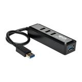 Tripp Lite 4 Port USB 3.0 Hub Portable Super Speed Mini Hub with Built In Cable (U360-004-MINI)