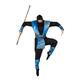 Boland 83559 - Kostüm Ninja Royal, mehrteilig, Kapuze, Shirt, Wappenrock, Arm- und Beinschienen und Hose, Größe 54 - 56, Blau-Schwarz