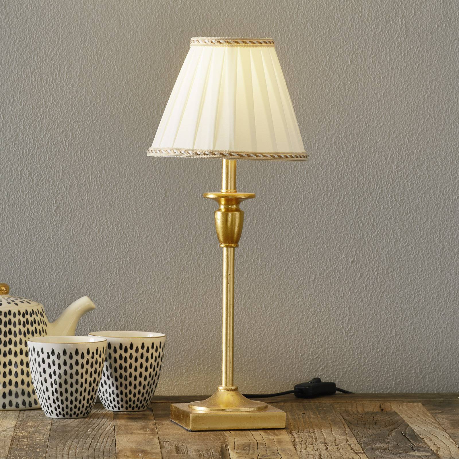 ORION Tischlampe DONATA, messing / gold, für Wohn- / Esszimmer, Kunststoff, Antik, Tischlampe