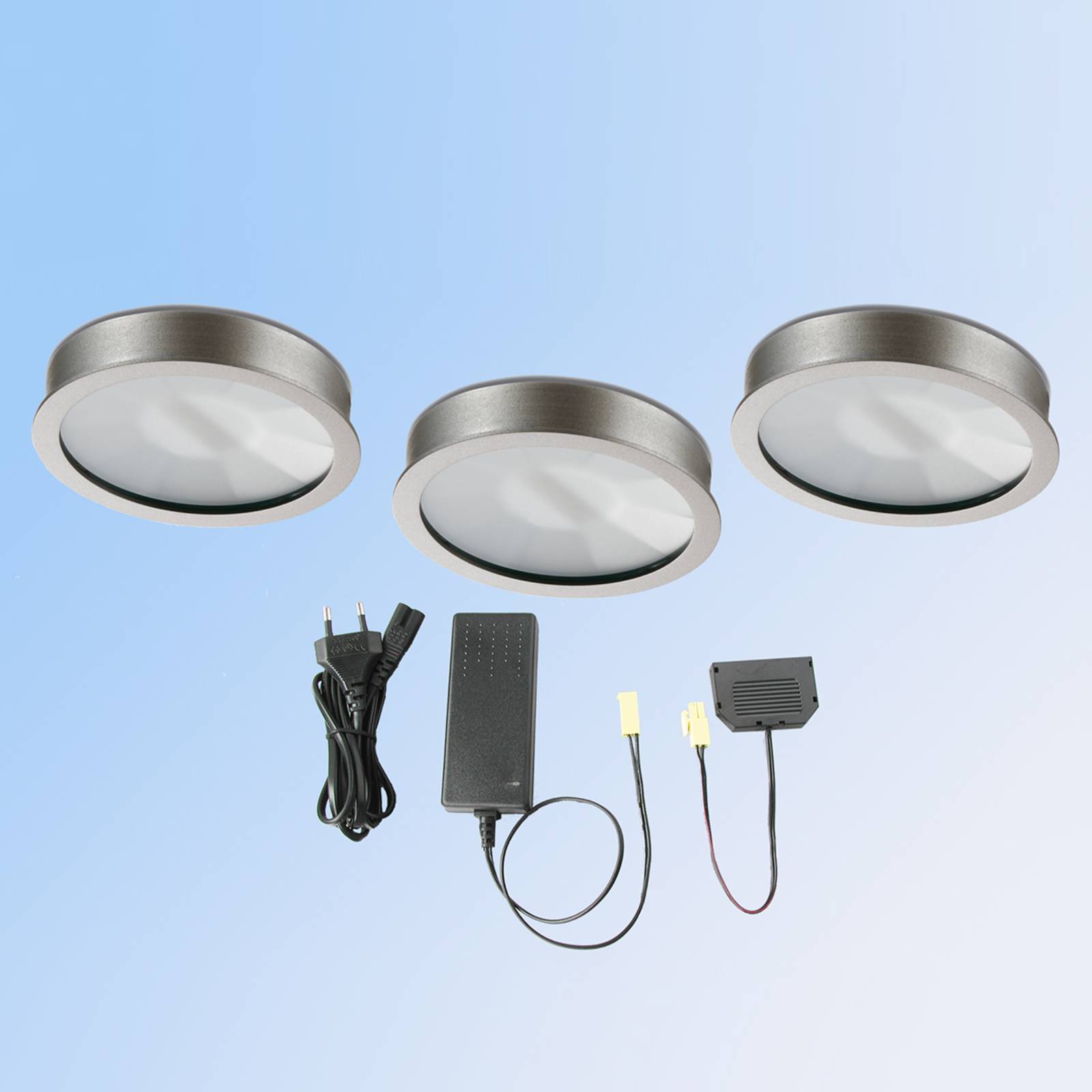 Evotec 3-er Set Cubic 68 warmweiße LED-Einbauleuchte CUBIC, alu / grau / zink, für Flurbereich, Metall, Modern