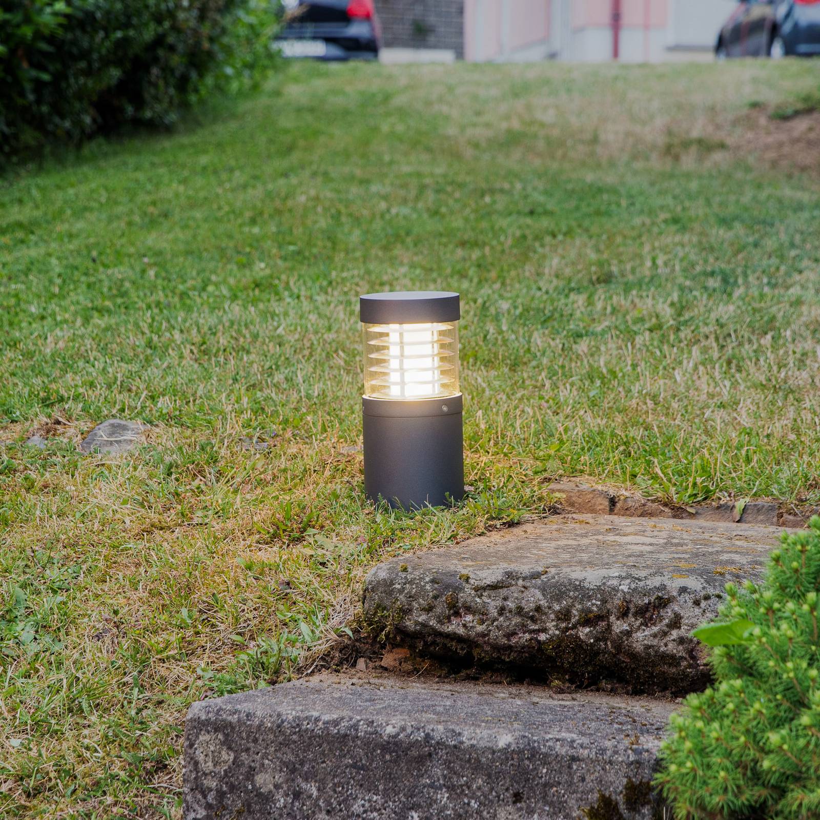 LED Sockelleuchte Lucius Lucande, schwarz, Aluminium, Modern, LED Außenleuchte