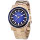 Guess Women's W0469L2 Quartz Watch with Blue Dial Analogue Display Quartz and Rose Gold Stainless Steel Coated Strap