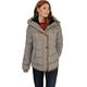 WOMENS LADIES QUILTED WINTER COAT PUFFER FUR COLLAR HOODED JACKET PARKA SIZE NEW (UK 12, Beige Cream / Brown Trim)