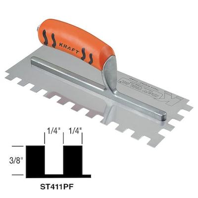 SUPERIOR TILE CUTTER AND TOOLS ST411PF Trowel,Sqr Notch,For Ceramic/Quarry Tile