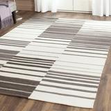 Brown/White 108 x 0.35 in Area Rug - Safavieh Kilim Striped Handmade Cotton/Wool Brown/Ivory Area Rug Cotton/Wool | 108 W x 0.35 D in | Wayfair