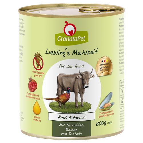 6x800g Liebling's Mahlzeit Rind & Fasan Granatapet Hundefutter nass getreidefrei