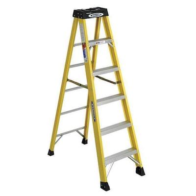 WERNER 6106 6 ft Fiberglass Stepladder, 300 lb Capacity