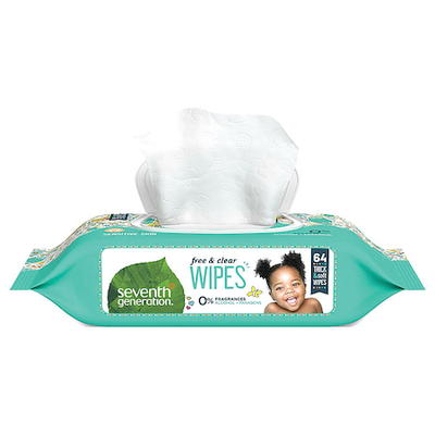 SEVENTH GENERATION 34208 Baby Wipes,Unscented,Whit...