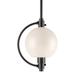 Hubbardton Forge Pluto 1 - Light Single Globe Pendant Glass, Steel in White/Black | 9.6 H x 7.4 W x 6 D in | Wayfair 188700-SKT-MULT-10-GG0436