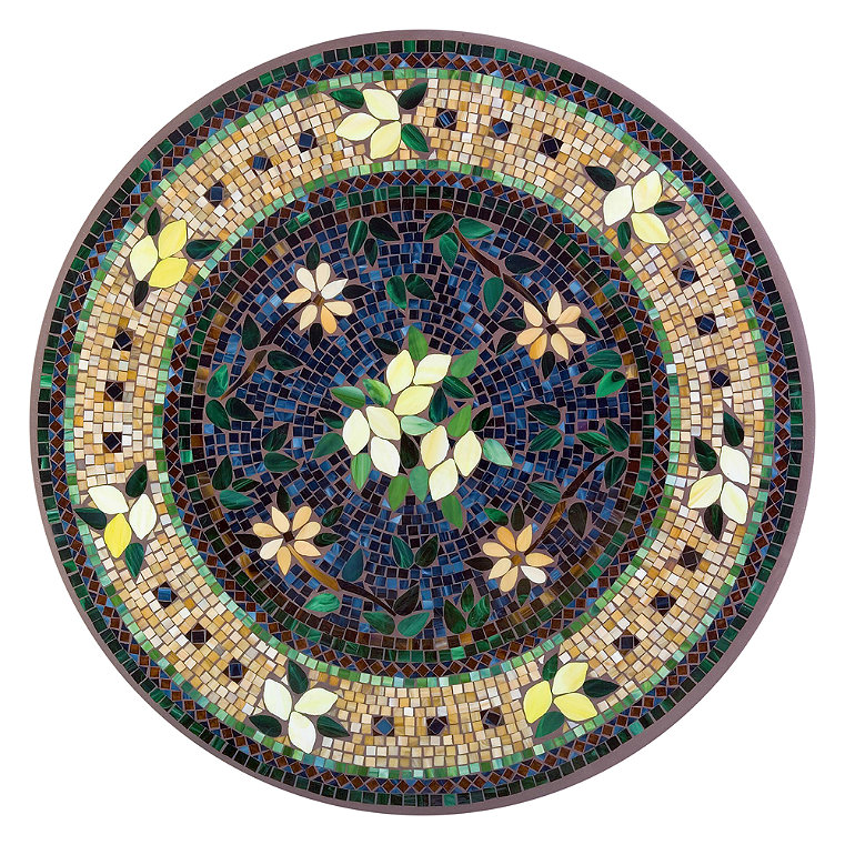 KNF Tuscan Lemons Mosaic Table Collection - Double-Tiered Side Table, Pewter, 24" dia. - Frontgate