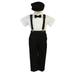 Lito Baby Boys Black Suspender Pants Hat Outfit Set 12-18M