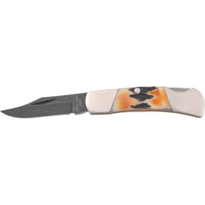 Bear & Son Executive Lockback Fold Knife Damascus Steel clip Blade India Stag Bone Handle BC526D