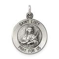 925 Sterling Silver Solid Satin Engravable Saint Lucy Medal Pendant Necklace Measures 20x15mm Wide Jewelry Gifts for Women