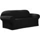 Zenna Home Narrow Stripe Patterned 2-Piece Loveseat Stretch Slipcover Black