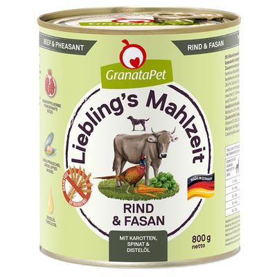 24x800g Lieblings's Mahlzeit Rind & Fasan Granatapet Hundefutter nass getreidefrei