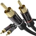 KabelDirekt – 7,5 m Cinch Kabel, Stereo Audio Kabel 2 x 2 Cinch besonders bruchfest & brillante Tonqualität (Koaxialkabel, RCA-Kabel, Subwoofer/Verstärker/HiFi & Heimkino/Blu-ray, analog & digital)