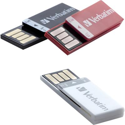 Verbatim Clip-It 8GB USB 2.0 Flash Drives (3-Count) - Black/Red/White - 98674