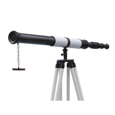 Handcrafted Nautical Decor Admirals Refractor Telescope Copper, Leather in White, Size 60.0 H x 25.0 W x 32.0 D in | Wayfair ST-0152-Black-W