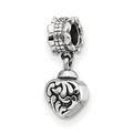 925 Sterling Silver Polished Reflections Love Heart Ash Dangle Bead Charm Pendant Necklace Measures 25.45x8.18mm Wide Jewelry Gifts for Women