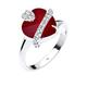 Elli Damen Ring Herz 925 Sterling Silber Swarovski Kristallen rot Brillantschliff Gr.58