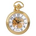 Sekonda Mens Gold Plated Exposed Mechanism Pocket Watch, White Dial with Arabic Figures and Skeleton Centre 1110