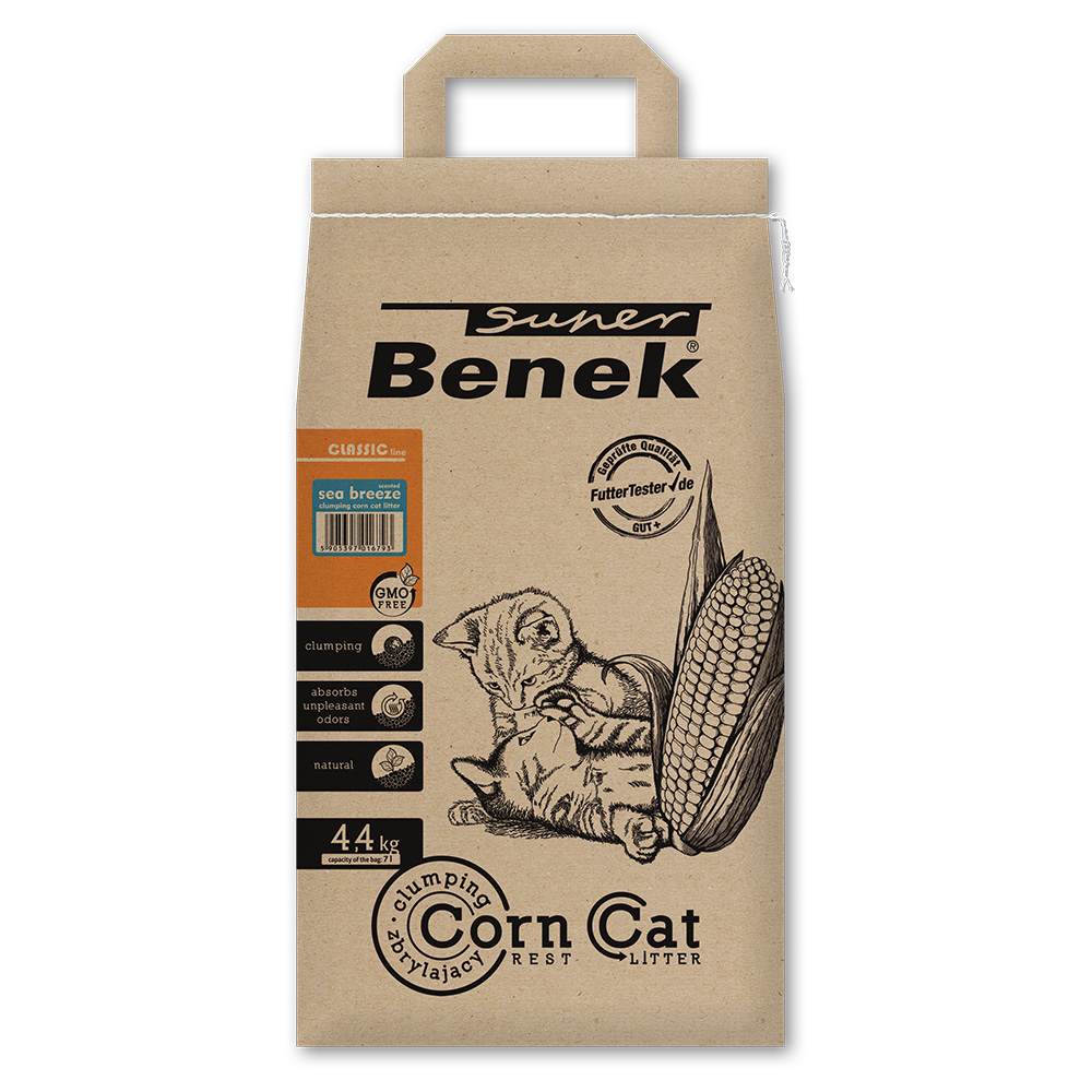 Lettiera Super Benek Corn Cat Brezza Marina - 7 L (ca. 4,4 kg)