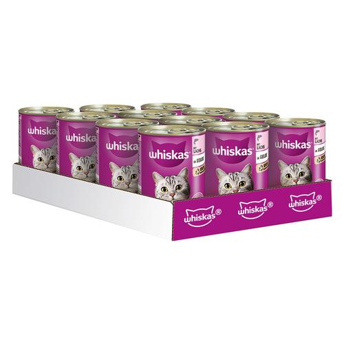 24 x 400 g Whiskas 1+ Dosen - Lachs in Gelee Katzenfutter Nass